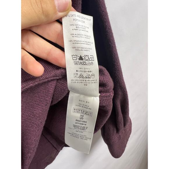 Patagonia Button Front Shirt Maroon Organic Cotton Twill Long Sleeve Workwear L - Picture 9 of 12